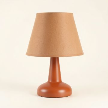 Spruce Arc Table Lamp With A Plain Fabric Shade - Terracotta (synthetic illustration; no displayed measurements)