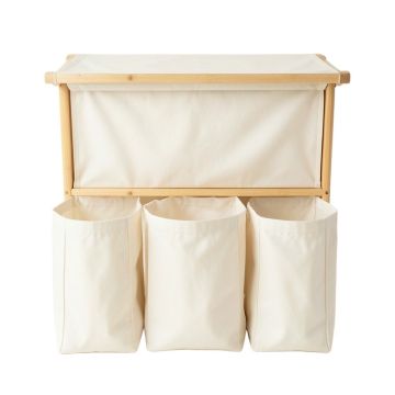 Rowan Crest Laundry Sorting Station With Plain Removable Bags - Ivory