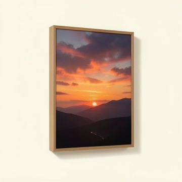 Abstract Sunset Wall Art Print On Wood (synthetic illustration; no displayed measurements)