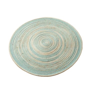 Aradia Braided Cotton Aqua Area Rug