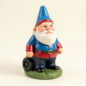 Bulldoze And The Garden Gnome Statue (synthetic illustration; no displayed measurements)