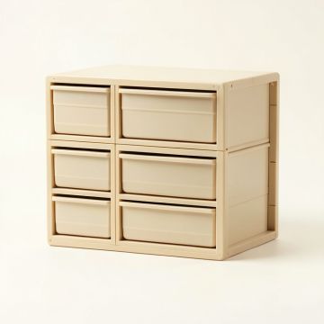 Bay Bend Small-Parts Storage Drawer Cabinet - Beige (synthetic illustration; no displayed measurements)