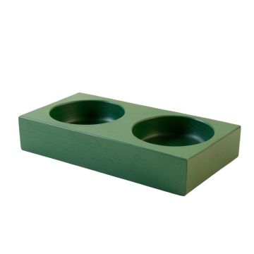 Vale Bluff Pet Feeding Stand With Two Plain Empty Bowls - Green