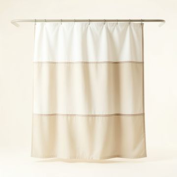 Ash Crest Shower Curtain Hanging Flat From A Plain Rod - Ivory (synthetic illustration; no displayed measurements)