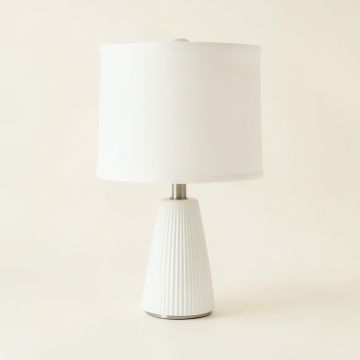 River Bluff Table Lamp With A Plain Fabric Shade - White (synthetic illustration; no displayed measurements)
