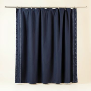 Bay Branch Shower Curtain Hanging Flat From A Plain Rod - Navy (synthetic illustration; no displayed measurements)