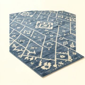 Runner Groverson Geometric Blue Area Rug (synthetic illustration; no displayed measurements)