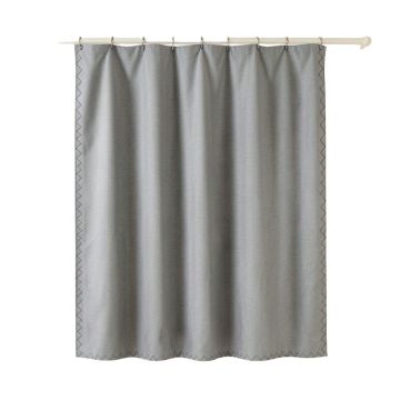 Alder Dell Shower Curtain Hanging Flat From A Plain Rod - Gray