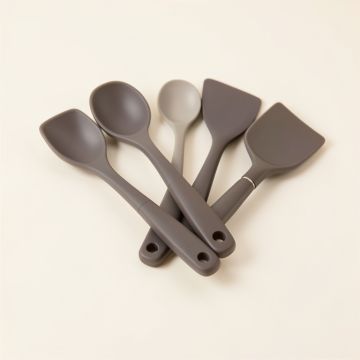 Ayesha Collection Kitchen Cooking Utensil Spoonula , Jar Spatula , And Spurtle Set , 5-Piece (synthetic illustration; no displayed measurements)