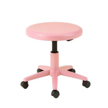 Pu Leather Round Rolling Height Adjustable Lab Stool With Footrest
