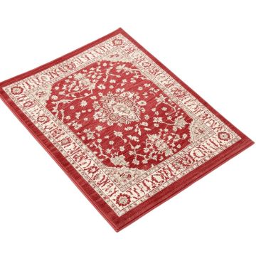 Power Loom Red/Cream Area Rug