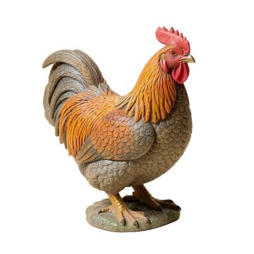 Squatting Rooster Figurine