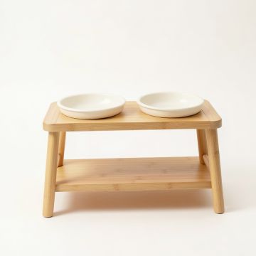 Vale Arc Pet Feeding Stand With Two Plain Empty Bowls - Ivory (synthetic illustration; no displayed measurements)