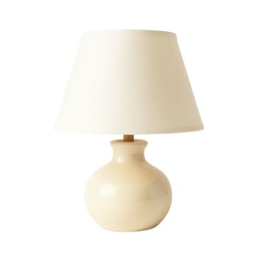 Slate Arc Table Lamp With A Plain Fabric Shade - Cream