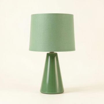 Dune Arc Table Lamp With A Plain Fabric Shade (synthetic illustration; no displayed measurements)