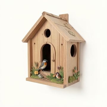 Home Sweet Home Bird Houses Printed Wall Décor (synthetic illustration; no displayed measurements)