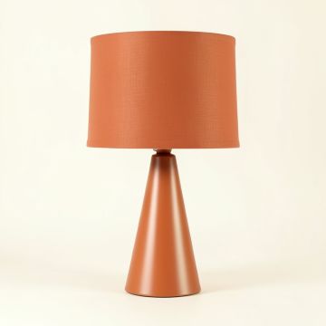 Reed Bridge Table Lamp With A Plain Fabric Shade - Terracotta (synthetic illustration; no displayed measurements)