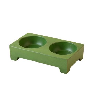 Dune Bridge Pet Feeding Stand With Two Plain Empty Bowls - Green