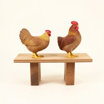 Asgard 2 Piece Hen/Rooster Shelf Sitter Figurine Set (synthetic illustration; no displayed measurements)