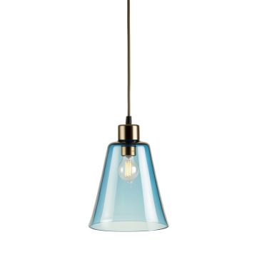 Oak Crest Pendant Light Suspended From One Plain Cable - Blue