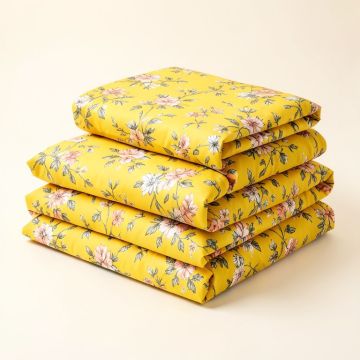 Yellow Floral Duvet Cover Set (synthetic illustration; no displayed measurements)