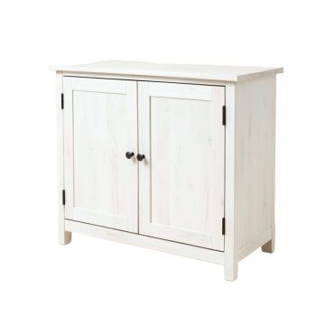 White-Washed Wood Storage Cabinet
