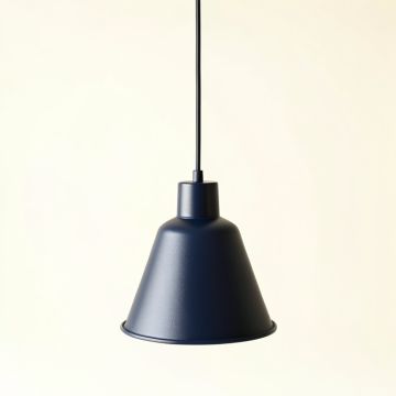 Slate Arc Pendant Light Suspended From One Plain Cable - Navy (synthetic illustration; no displayed measurements)