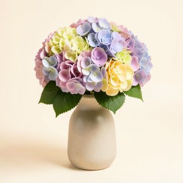 Hydrangea Floral Arrangement In Vase (synthetic illustration; no displayed measurements)