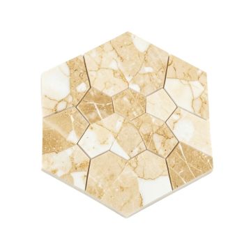 Calacatta Gold Hexagon Mounted 1 '' X 1 '' Marble Mosaic In White