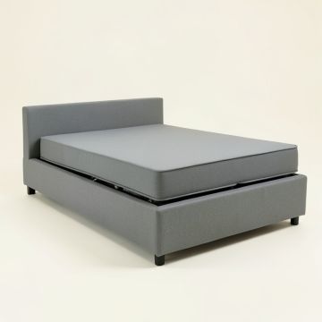 Platform Bed With Adjustable Trundle , Gray , Twin Size (synthetic illustration; no displayed measurements)