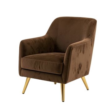Modern Soft Velvet Material Brown Ergonomics Accent Chair