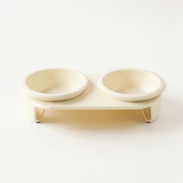 Sage Dell Pet Feeding Stand With Two Plain Empty Bowls - Ivory (synthetic illustration; no displayed measurements)