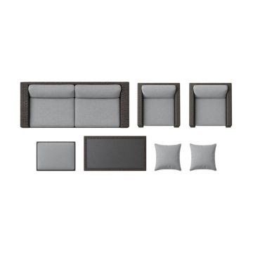 Merlyn Outdoor Sofa, Chair and Ottoman Set (synthetic illustration; no displayed measurements)