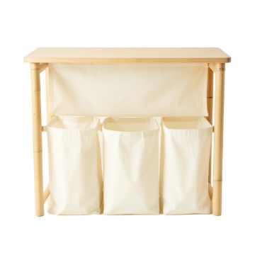 Alder Bend Laundry Sorting Station With Plain Removable Bags - Cream