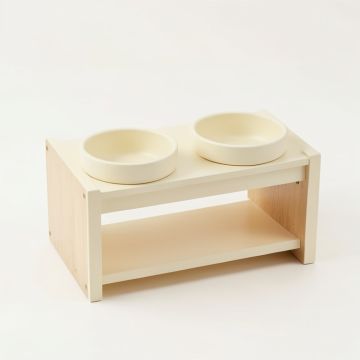 Dune Dale Pet Feeding Stand With Two Plain Empty Bowls - Cream (synthetic illustration; no displayed measurements)