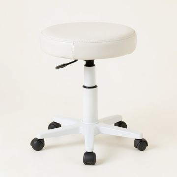 Round Rolling Pu Leather Height Adjustable Lab Stool With Footrest (synthetic illustration; no displayed measurements)