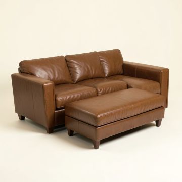Ledyard Faux Leather Reversible Sofa & Chaise With Ottoman (synthetic illustration; no displayed measurements)