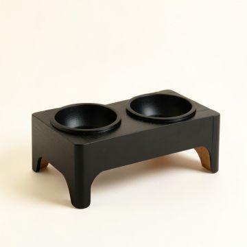Alder Field Pet Feeding Stand With Two Plain Empty Bowls - Black (synthetic illustration; no displayed measurements)