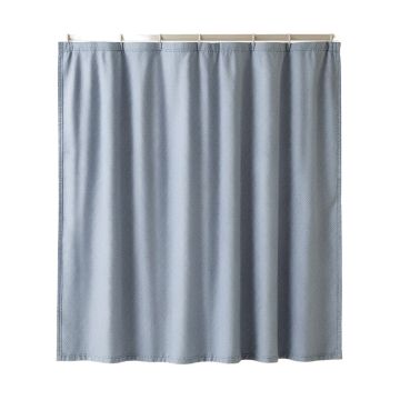 Ash Canyon Shower Curtain Hanging Flat From A Plain Rod - Blue