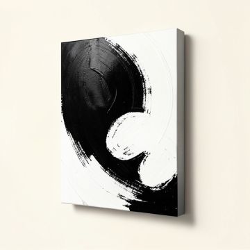 Abstract Halfway In Black And White Paint - Wrapped Canvas Graphic Art Print (synthetic illustration; no displayed measurements)