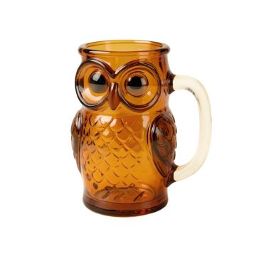 Owl 12 Oz . Glass Beer Mug