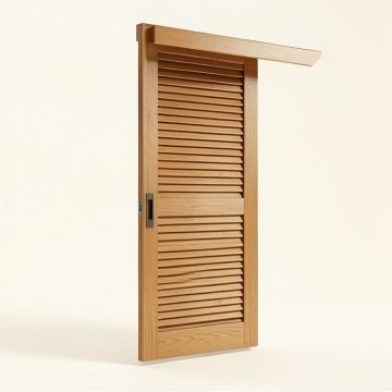 Louvered Wood Finish Athanas Sliding Closet Doors (synthetic illustration; no displayed measurements)