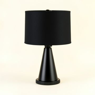 Moss Brook Table Lamp With A Plain Fabric Shade - Black (synthetic illustration; no displayed measurements)