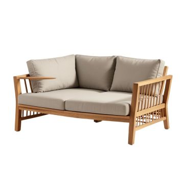 Cresicio Deluxe Teak Patio Sofa With Sunbrella Cushions