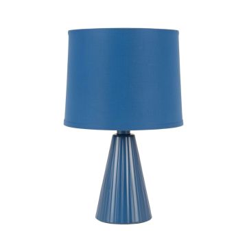 Ash Dale Table Lamp With A Plain Fabric Shade - Blue