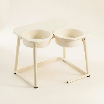 Cove Dell Pet Feeding Stand With Two Plain Empty Bowls - Ivory (synthetic illustration; no displayed measurements)