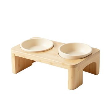 Meadow Branch Pet Feeding Stand With Two Plain Empty Bowls - Ivory