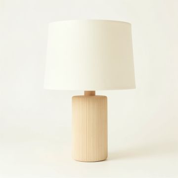Birch Dell Table Lamp With A Plain Fabric Shade - Cream (synthetic illustration; no displayed measurements)