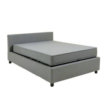 Platform Bed With Adjustable Trundle , Gray , Twin Size