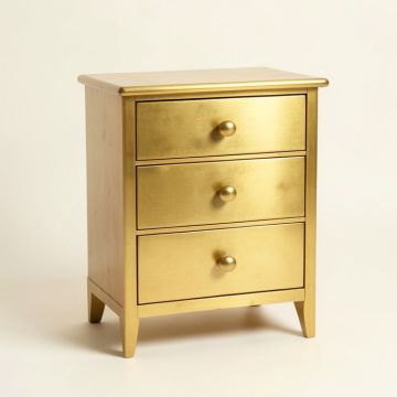 Three-Drawer Solid Wood Nightstand (synthetic illustration; no displayed measurements)